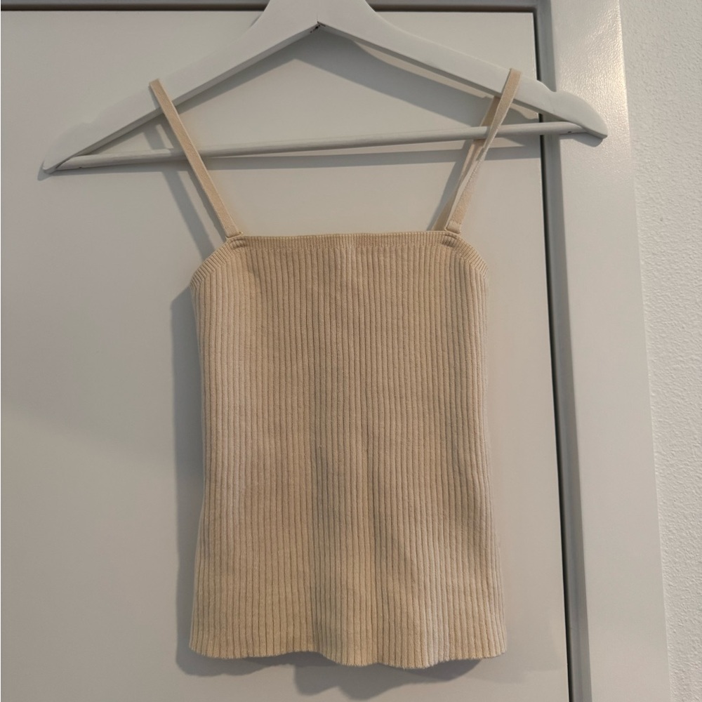 sezane ribbed cotton tank with removable / adjustable straps
